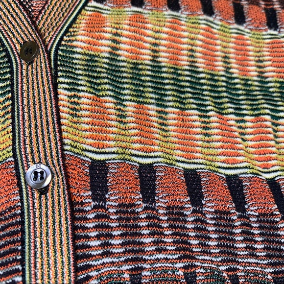 Missoni Orange Lime Green Zig Zag Cardigan Sweater - Picture 9 of 16